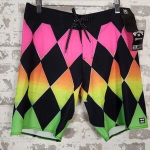 Billabong Sunday Air Board Shorts Mens 30 Neon Diamond Recycler Surf Swim Trunks